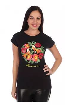 Футболка Русские узоры цвет: черный (44)