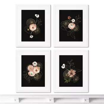 Golden flowers (42х52 см - 4 шт)