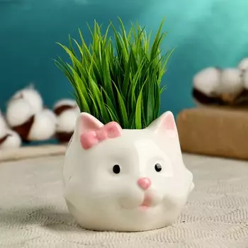 Горшок Кошка с бантиком (200 мл)