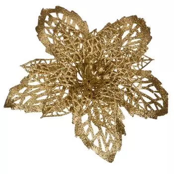 Искусственное растение Пуансетия Цвет: Золотой (круглая 16 см)