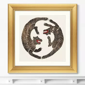 Japanese vintage woodblock print №3, 1864г. (61х61 см)