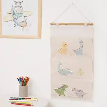 Кармашек текстильный Динозаврики (34х64 см)