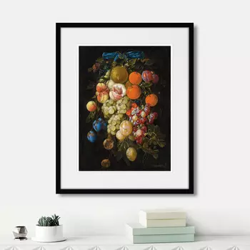 Картина A festoon of fruit hanging from a blue ribbon, 1671г. (42х52 см)