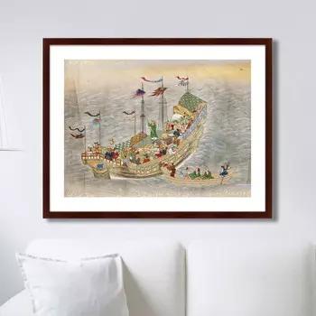 Картина Scenes of traders in Nagasaki, 1750г. (79х100 см)