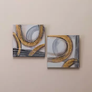 Картина Золотая абстракция (40х40х3 см - 2 шт)