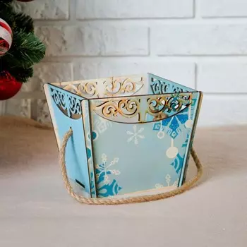 Кашпо Корзина, со снежинками (15 см)