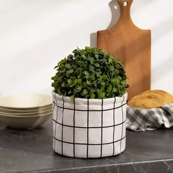 Кашпо текстильное Клетка цвет: белый (18х15х18 см)