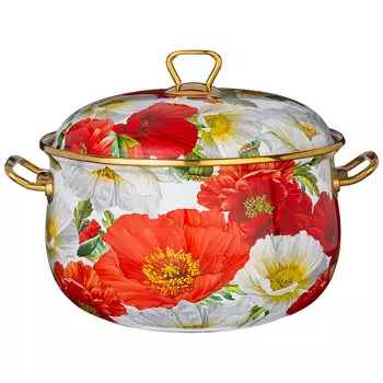 Кастрюля эмалированная с крышкой Маки (24 см)