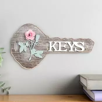 Ключница Ключик с розой (3х24х13 см)