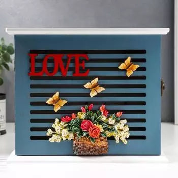 Ключница Корзина с цветами и бабочками (24х8х21 см)