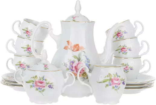 Кофейный сервиз Мейсенский букет (15 предметов)