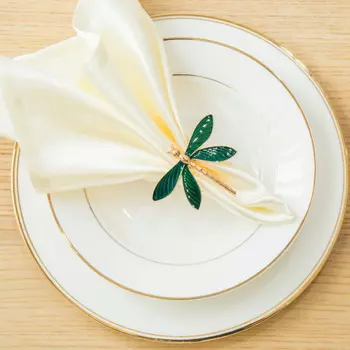 Кольца для салфеток Dragonfly цвет: золотистый, зеленый (Набор)