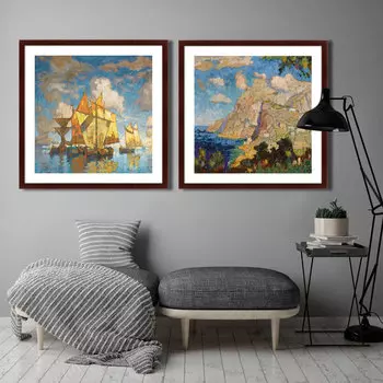 Коллекция FISHING BOATS IN THE LAGOON (79х79 см - 2 шт)