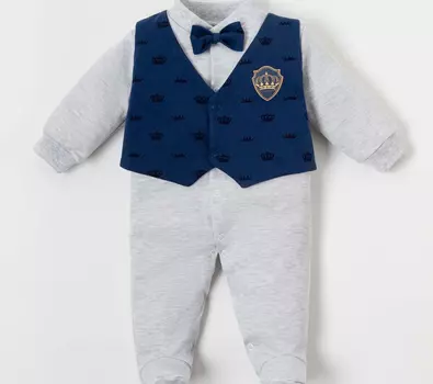 Комбинезон детский Корона Цвет: Серый, Синий (6-9 мес)