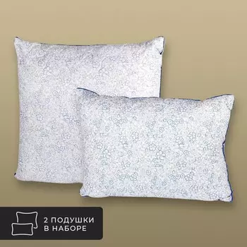 Комплект из 2 подушек Альпийский лен, льняное волокно в хлопковом тике (70х70 - 2 шт)