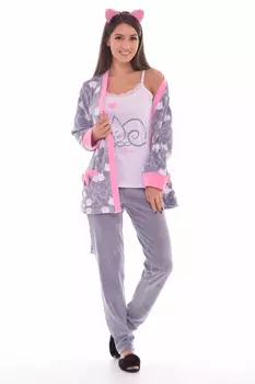 Комплект с халатом Marie Цвет: Розовый, Серый (42)