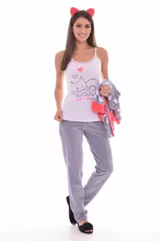 Комплект с халатом Salla Цвет: Коралловый, Серый (46)