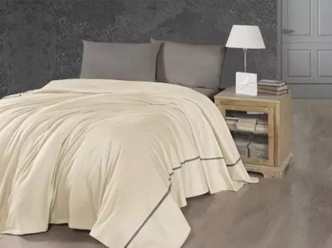 Постельное белье с покрывалом Soft private цвет: кремовый (евро)