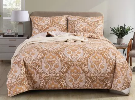 Постельное белье с одеялом Ришелье цвет: абрикосовый (2 сп. евро)
