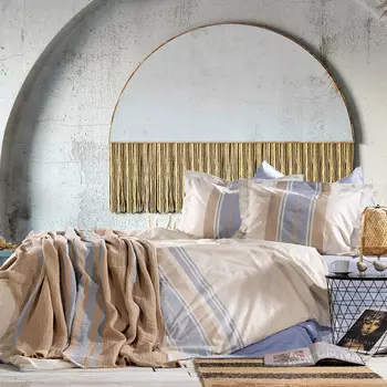 Постельное белье с покрывалом-пледом Moly цвет: бежевый, индиго (2 сп. евро)