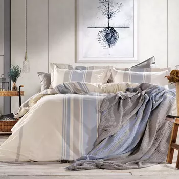 Постельное белье с покрывалом-пледом Moly цвет: серый, индиго (2 сп. евро)