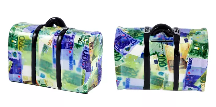 Копилка Саквояж с деньгами (8х16х12 см)
