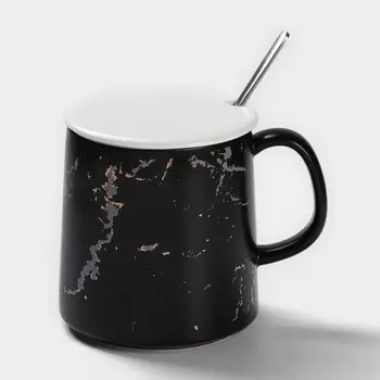 Кружка Черный мрамор (12х9х10 см)