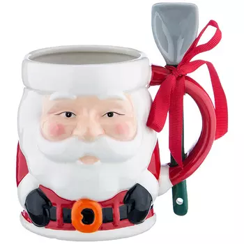 Кружка с ложкой Новогодняя (650 мл)