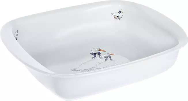 Лоток прямоугольный глубокий Гуси (34 см)