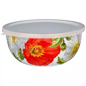 Миска эмалированная с крышкой Маки (2800 мл)