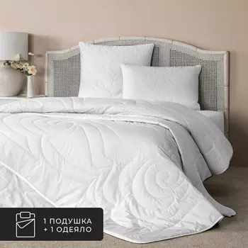 Набор 1 одеяло + 1 подушка Монте Кальво, верблюжий пух в хлопковом тике (140х200, 70х70)