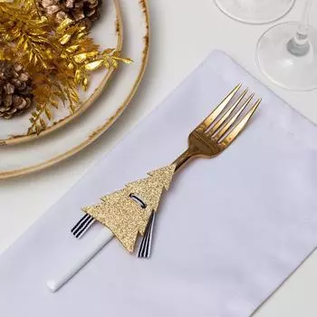 Набор для декора столовых предметов Елка цвет: золото (4 шт)