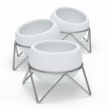 Набор из 3 горшков для растений на подставке Potsy цвет: белый (10х10х15 см)