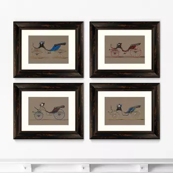 Набор из 4-х картин Design for Cabriolet Victoria, 1882г. (51х41 см - 4 шт)