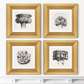 Набор из 4-х картин Stone ornaments, 1871г. (36х36 см - 4 шт)