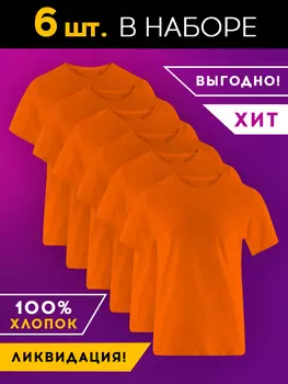 Набор из 6 футболок Basic цвет: оранжевый (56)