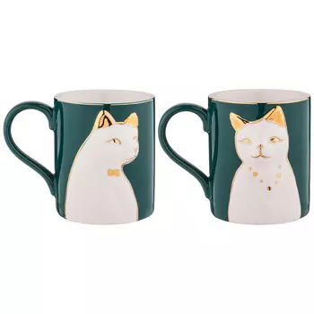 Набор кружек Animal world кошка (380 мл) цвет: изумрудный
