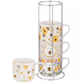 Набор кружек на подставке Honey bee (360мл - 4 шт)
