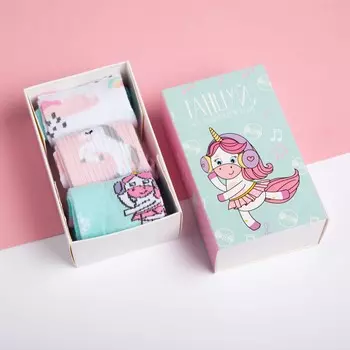 Набор носков для девочки Единорог (14-16 см - 3 пары)