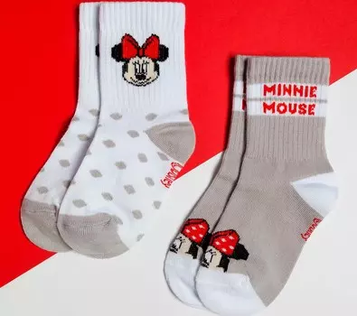 Носки Минни Маус Цвет: Белый, Серый (18-20 см - 2 пары)