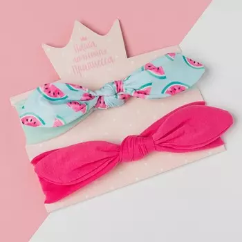 Набор повязок на голову Арбузик Цвет: Бирюзовый, Розовый (2-3 года)