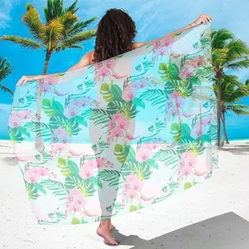 Парео Фламинго на цветах (90х180 см)