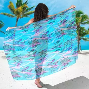 Парео Листья в голубых волнах (90х180 см)