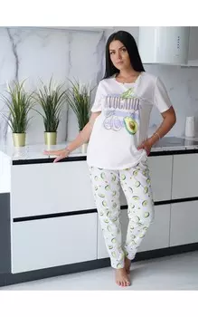 Пижама Дина цвет: персиковый, зеленый (62)