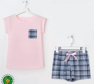 Пижама Клетка Цвет: Розовый, Серый (44-46)