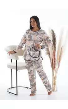 Пижама София цвет: персиковый, серый (52)