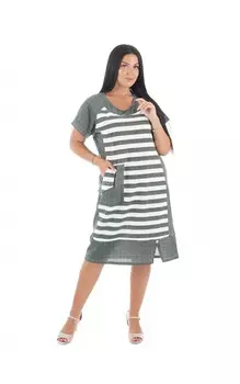 Платье Лаванда цвет: хаки, белый (60)