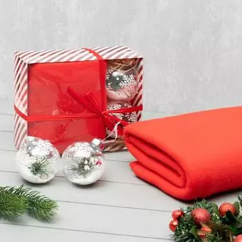 Подарочный набор Снежинки цвет: красный (130х150 см)