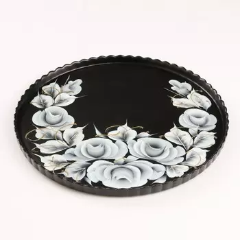 Поднос Розы на черном (28 см)