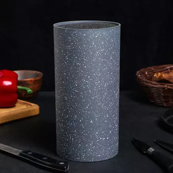 Подставка для ножей Серый гранит (12х12х24 см)